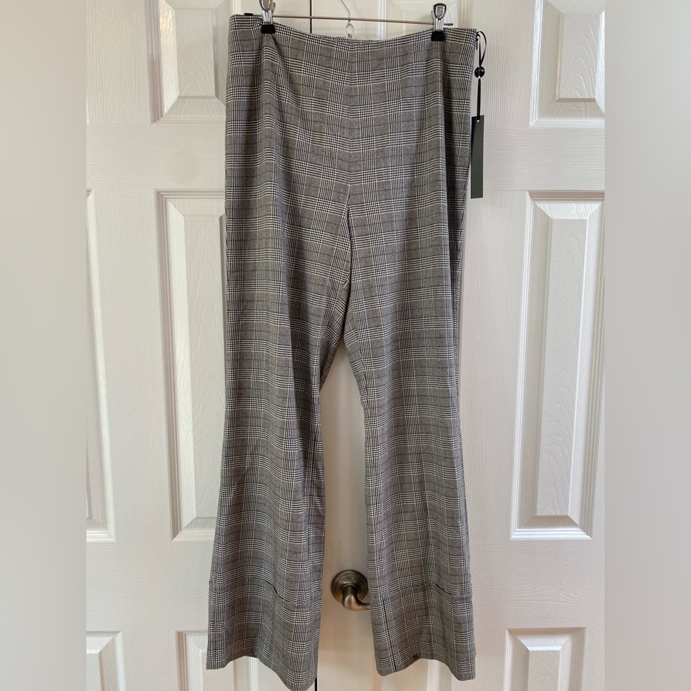 Charlie B Plaid Wide Leg Big Cuffed Side Zip Pants Size M